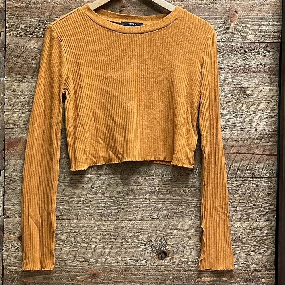 Forever 21 Women’s Long Sleeve Ribbed Crop Top Mustard Medium *FINAL PRICE*